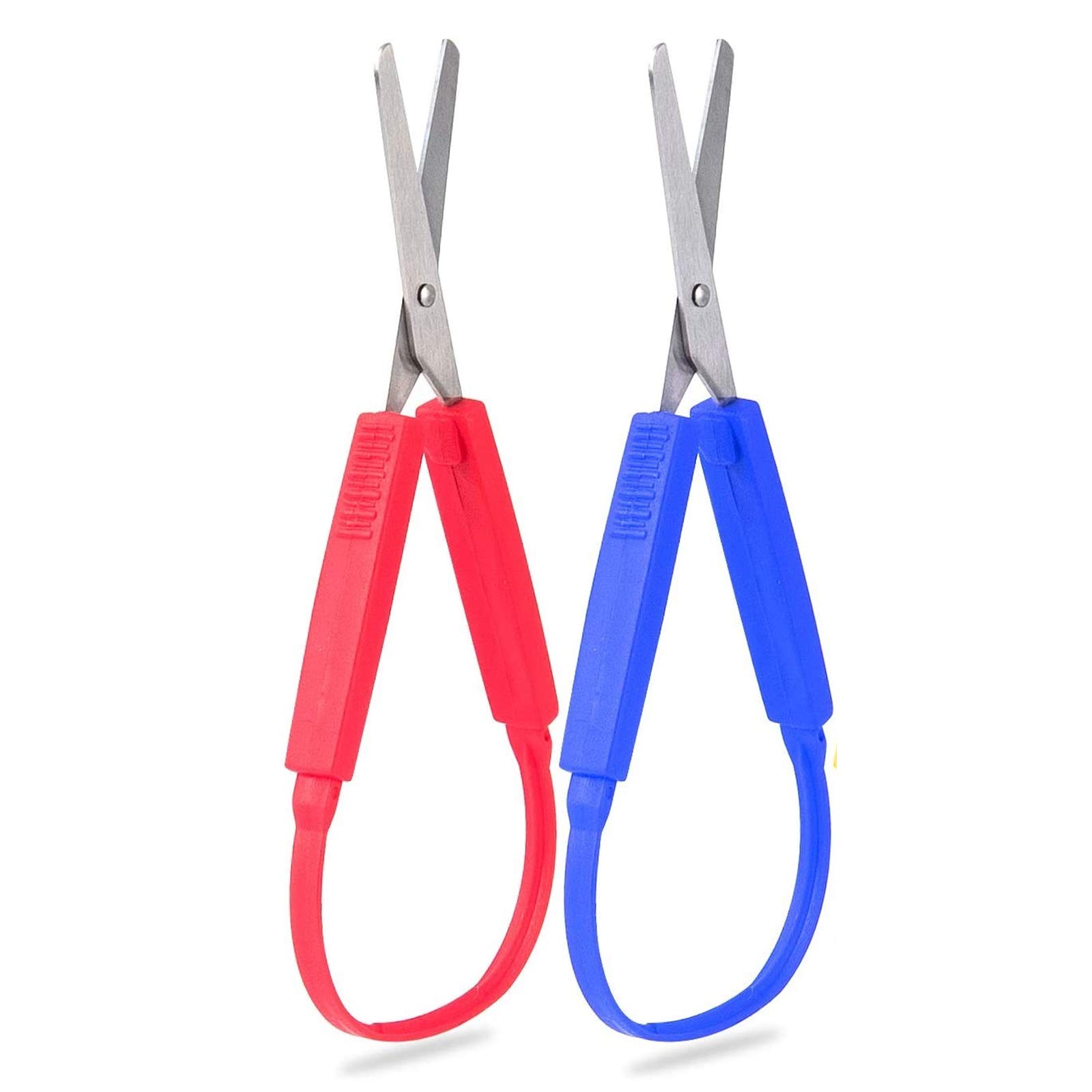 2-Pack Loop Grip Scissors - Self-Opening, Adaptive Cutting for Children & Adults, Special Needs, Paper Work, Sewing, Art & Craft