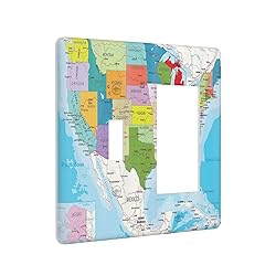 USA Map 2 Gang Single Toggle/Rocker Combination