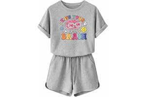 Women’s Casual Graphic Tee and Shorts Set with “Kiss Your Brain” Print – Fun and Comfortable Relaxed Fit for Summer