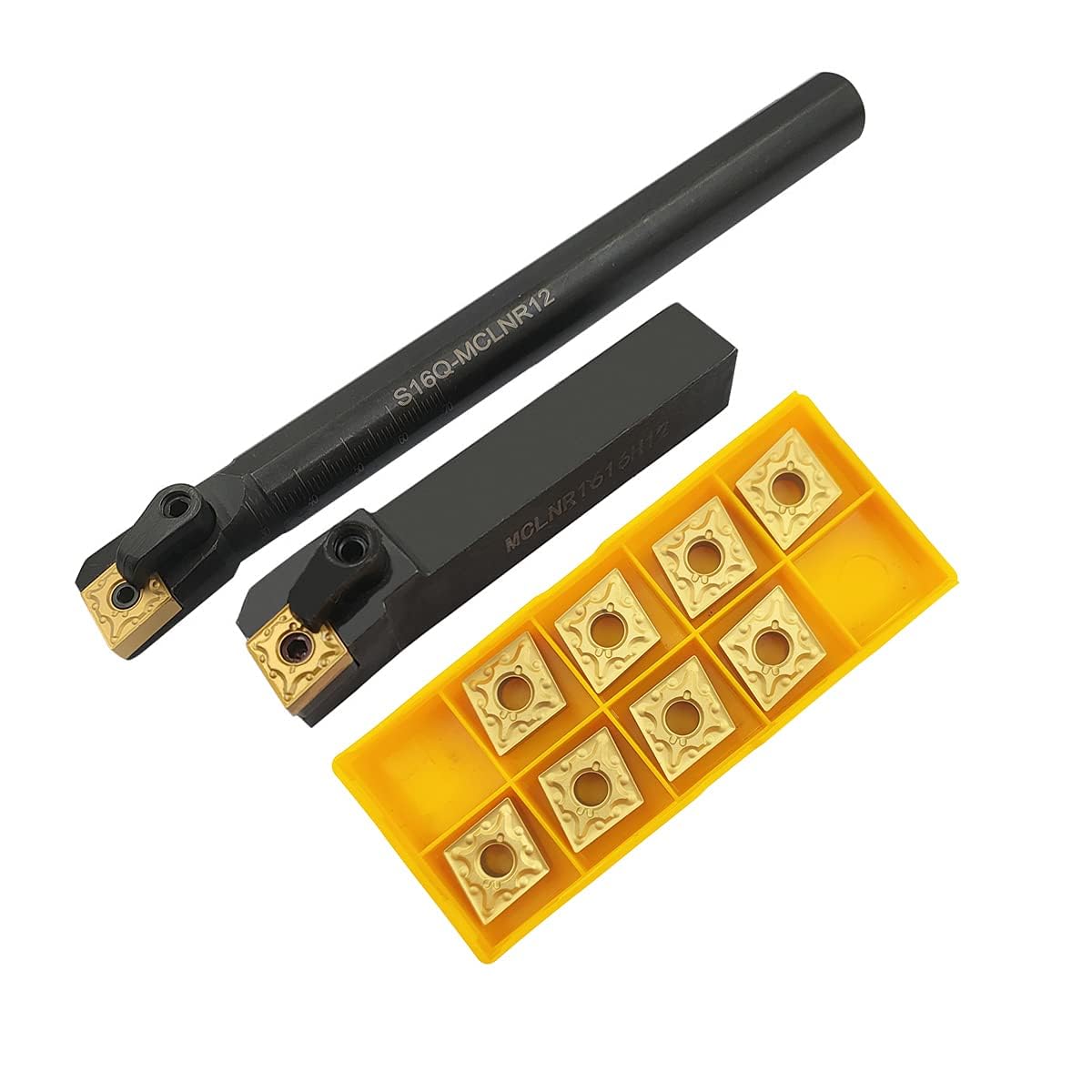 5/8" Lathe Excircle Indexable Carbide Turning Tool Holder MCLNR1616H12 + Metal Lathe Internal Boring Bar S16Q-MCLNR12 + Indexable Carbide Turning Inserts CNMG431(CNMG120404)……