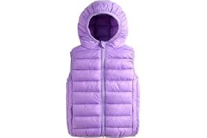 ELIKIDSTO Boys Puffer Vest Girls Light-Weight Hooded Warm Jacket