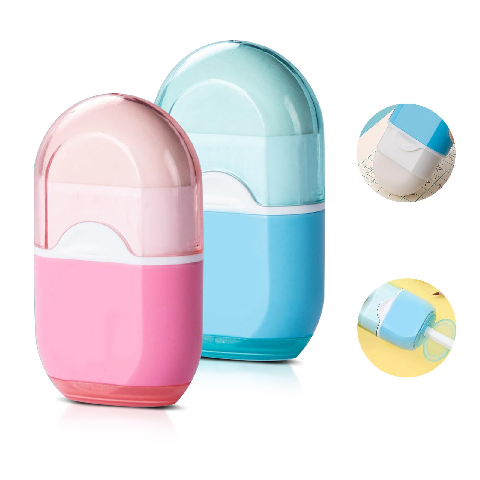 2 Pcs 2-in-1 Pencil Sharpener Manual Pencil Sharpeners with Container for Kids Adults Student School Home Office Supplies(Color Random)