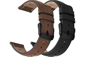 Fullmosa 18mm 20mm 22mm 24mm Leather Watch Bands Quick Release Watch Strap for Men Women, 2 Pack Soft Replacement Strap Wrist