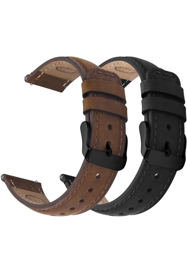 LDFAS Compatible for Fossil 22mm Band, (2 Pack) Leather Strap with