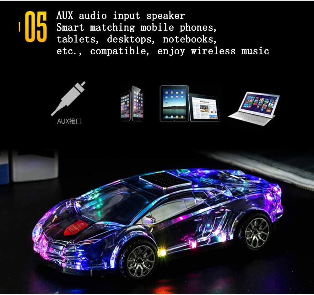 Amazon ナイトライト Bluetoothスピーカー ポータブル Ledカラフルライト 重低音強化fmオーディオ 内蔵マイク付き Usb Sd Tf対応 おしゃれなスポーツカースタイリング ブルー 078 436 Flabey パソコン 周辺機器 通販