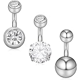 Ruifan 14G 6mm 1/4 Inch 316L Surgical Steel CZ Short Belly Earring Navel Button Rings 3-10PCS