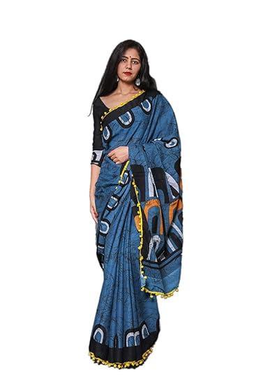 Hand Block Cotton Mulmul Saree with Blouse (Jaipuri Print)