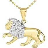 High Polish 14k Gold Lion Pendant Leo Zodiac Sign Charm Necklace