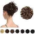 BARSDAR Human Hair Bun Extensions - Hair Buns Hair Piece Real Human Hair Bun Scrunchie for Women - Natural Brown Hair Bun Extensions Updo Chignons Daily - Medium Chestnut Brown