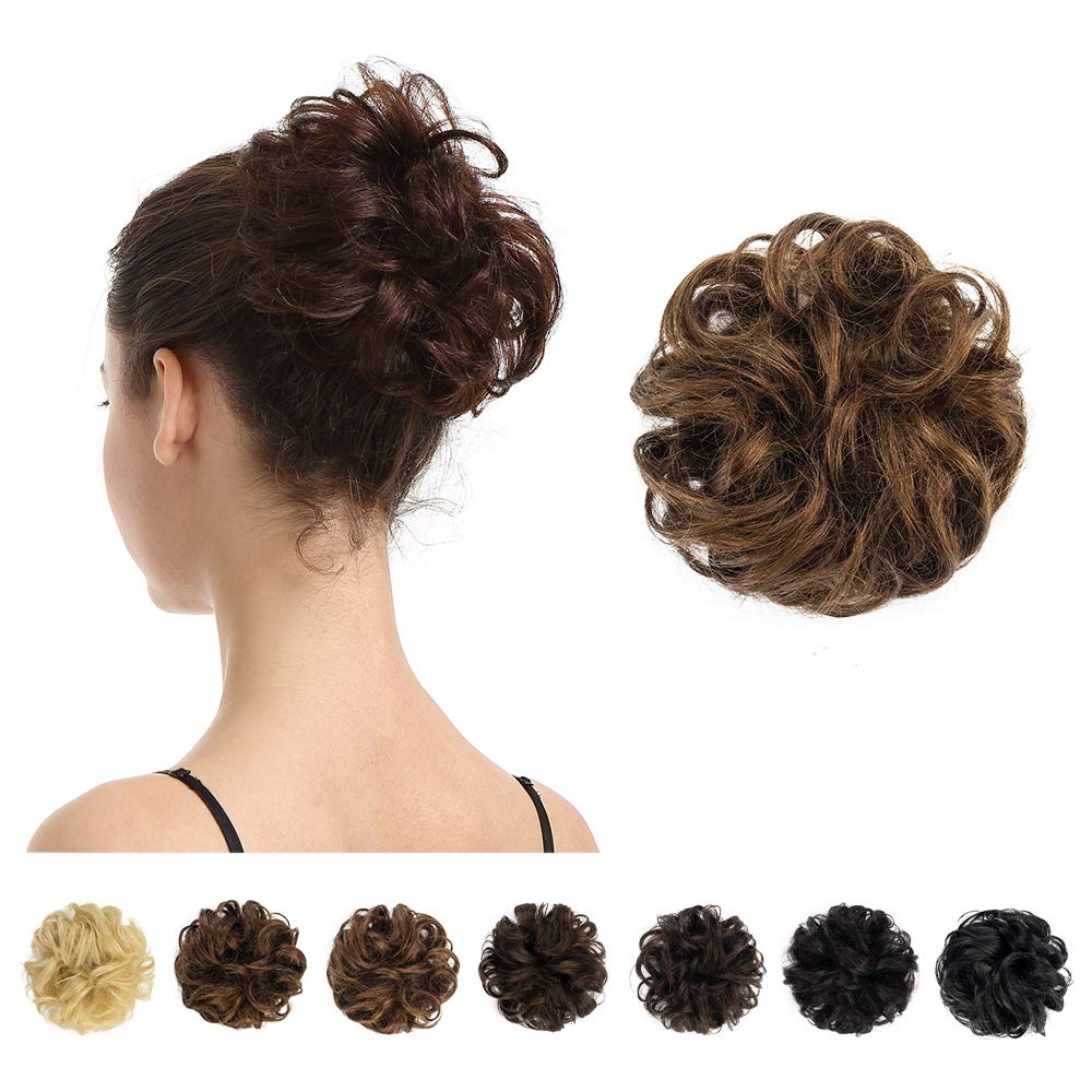 Photo 1 of BARSDAR Chestnut Brown Human Hair Bun - Real Hair Bun Extensions for Women - Natural Bun Scrunchie Updo Chignon Daily- Medium.