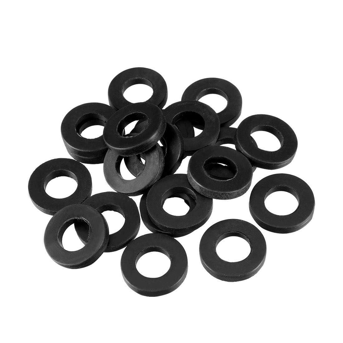 TOP-VIGOR 20Pcs Rubber Flat Washers, 19mm OD 10mm ID 3mm Thickness Heavy Duty Black Rubber Grommet Vibration Damping Pads Sealing Gasket Washers for Faucet Pipe Water Hose Fastener Bolt
