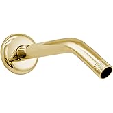 Westbrass D301-1-01 1/2" IPS x 8" Wall Mount Shower Arm with Sure Grip Flange, Polished Brass