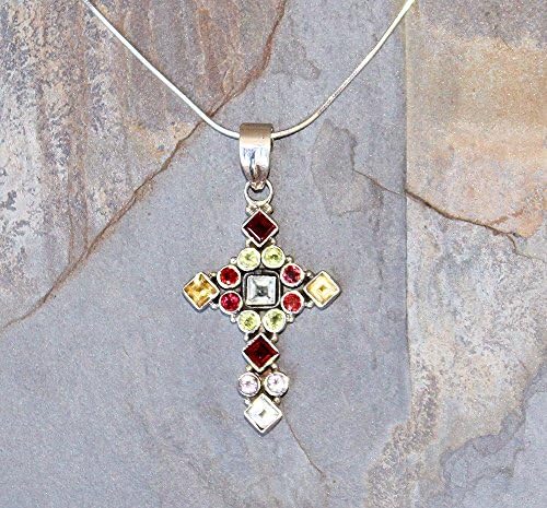 Cross Necklace, Gemstone Necklace, Garnet Necklace, Amethyst Necklace, Citrine Necklace, Peridot Necklace, Quartz Necklace, Holiday Necklace
