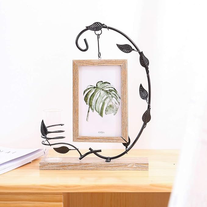 Amazon Hottomato フォトフレーム 吊掛け式 額縁 写真立て 写真フレーム 花瓶 一輪挿し水耕栽培 おしゃれインテリア 雑貨 エブジュ 置物 リーフ フォトフレーム 通販