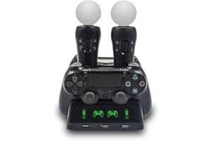 HAKEETA Controller Charger, Multi-Functional Dual USB Charging Dock Controller Charging Station with Green and Red Indicator Light for/Move/VR Controller.