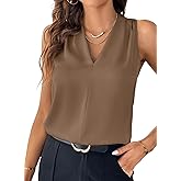 EVALESS Women's Pleated V Neck Sleeveless Tank Top