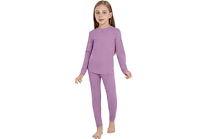 woolcano Kids Unisex 100% Merino Wool Base Layer Sets Lightweight Thermal Underwear