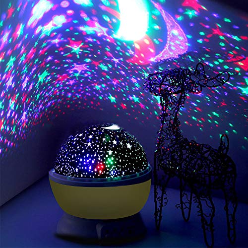 LET'S GO! Girls Boys Gifts 3-6 Year Old, DIMY Starry Night Light Projector for Kids Boys Girls Best Top Popular Toys for 2-8 Year Old Boys Girls Yellow XK7