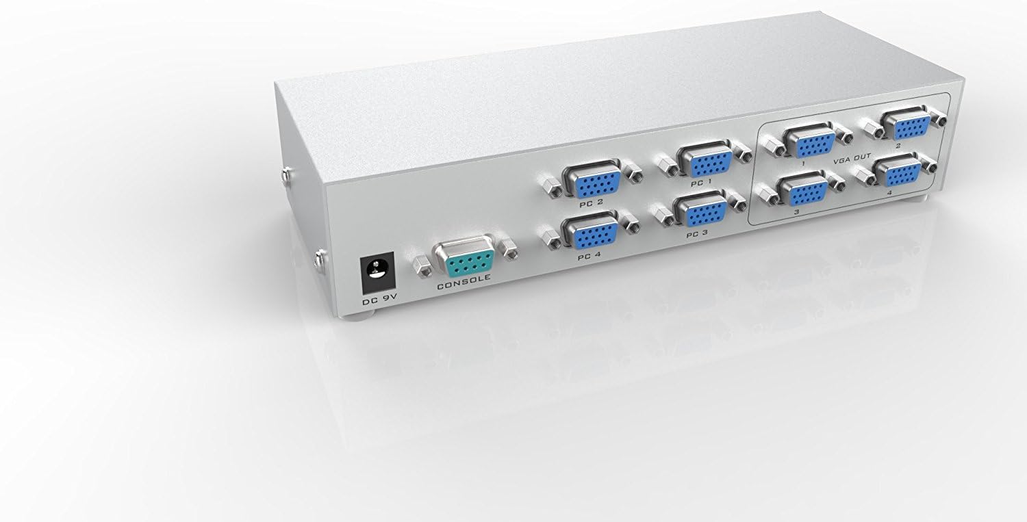 Eazy2hD 4-Port 4 Input 4 Output VGA Splitter Switch Selector Switcher Box 4 PC to 4 Monitors with RS232&IR Remote Bandwidth at 350MHz VS016