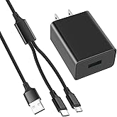 UL Listed Fast Charger for Old and New Kindle Fire Tablets (Designed for use with All Fire Tablets and All Kindle E-Readers)-6Ft USB to Micro-USB and USB-C Braided Cable