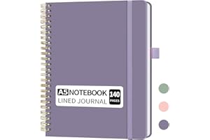 YOXMJDB A5 Lined Spiral Notebook with Pen Holder, 140 Pages Hardcover Journal for Women, To Do List Planner for Work, Bible Study & Meetings (A5, Purple)