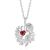 FANCIME Birthstone Mother Heart Necklace - Tree of Life Pendant I Love You Mom Jewelry Gift for Mom, Grandmother, Wife, 16"+2" Chain, Symbol of Love & Eternal Bond