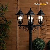MiniSun Traditional Victorian 1.95m Outdoor Lamp Post Light Black 3 Way 15W LED view 5