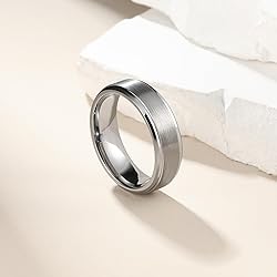 King Will 7mm Tungsten Ring for Men Silver Tungsten