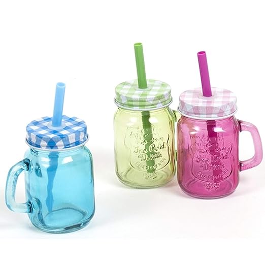 Aurora store. IT 12 Vasos Jarra Jarra con Pajita Tapa 100 ML Tarro ...