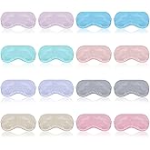16 Pieces Silk Sleep Mask Silk Eye Mask with Adjustable Strap Eye Cover for Sleeping Blindfold for Women Men Travel Rest(Multicolor)