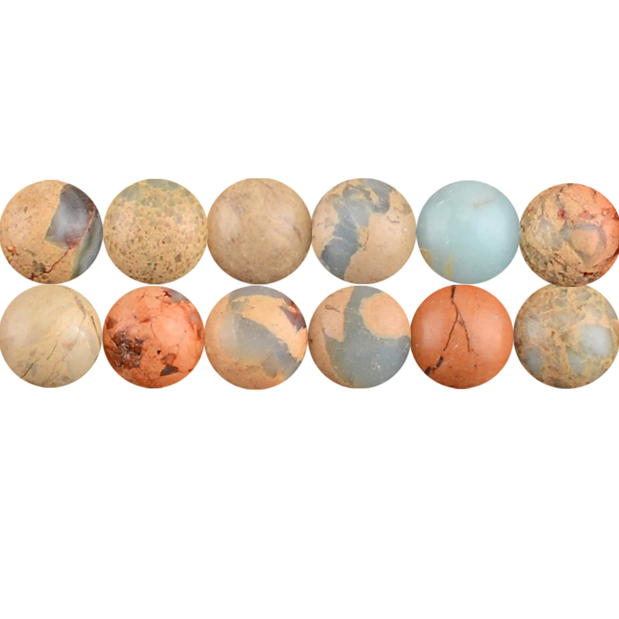DIY Necklace Bracelet Earrings Jewellery Making Beads 6mm Genuine Picasso Jasper Stone One Strand 15 Inch APX 60 Pcs