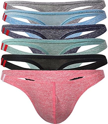GuangmingXi Men's 6-Pack Thong Underwear Modal Low Rise Briefs Panties