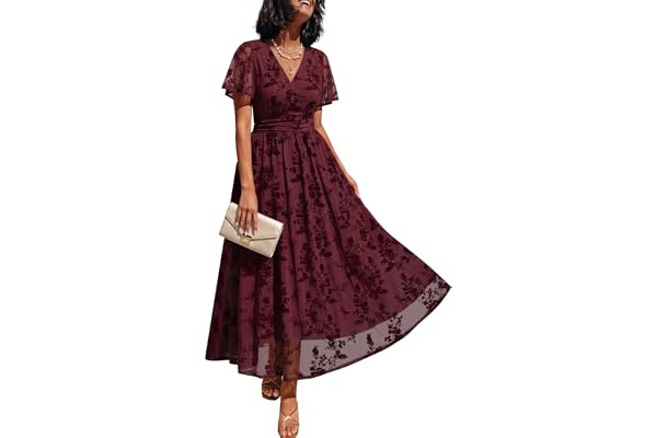 LILLUSORY Women's Floral Wrap Dress 2026 Wedding Guest Dresses with Pockets | Summer Flowy Outfits, Fall Elegant V Neck & Sho