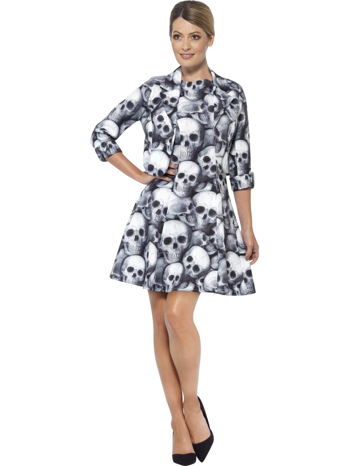 Smiffys Skeleton Suit, Black & White with Jacket & Dress, Stand Out Suits Fancy Dress, Skeleton Dress Up Costumes