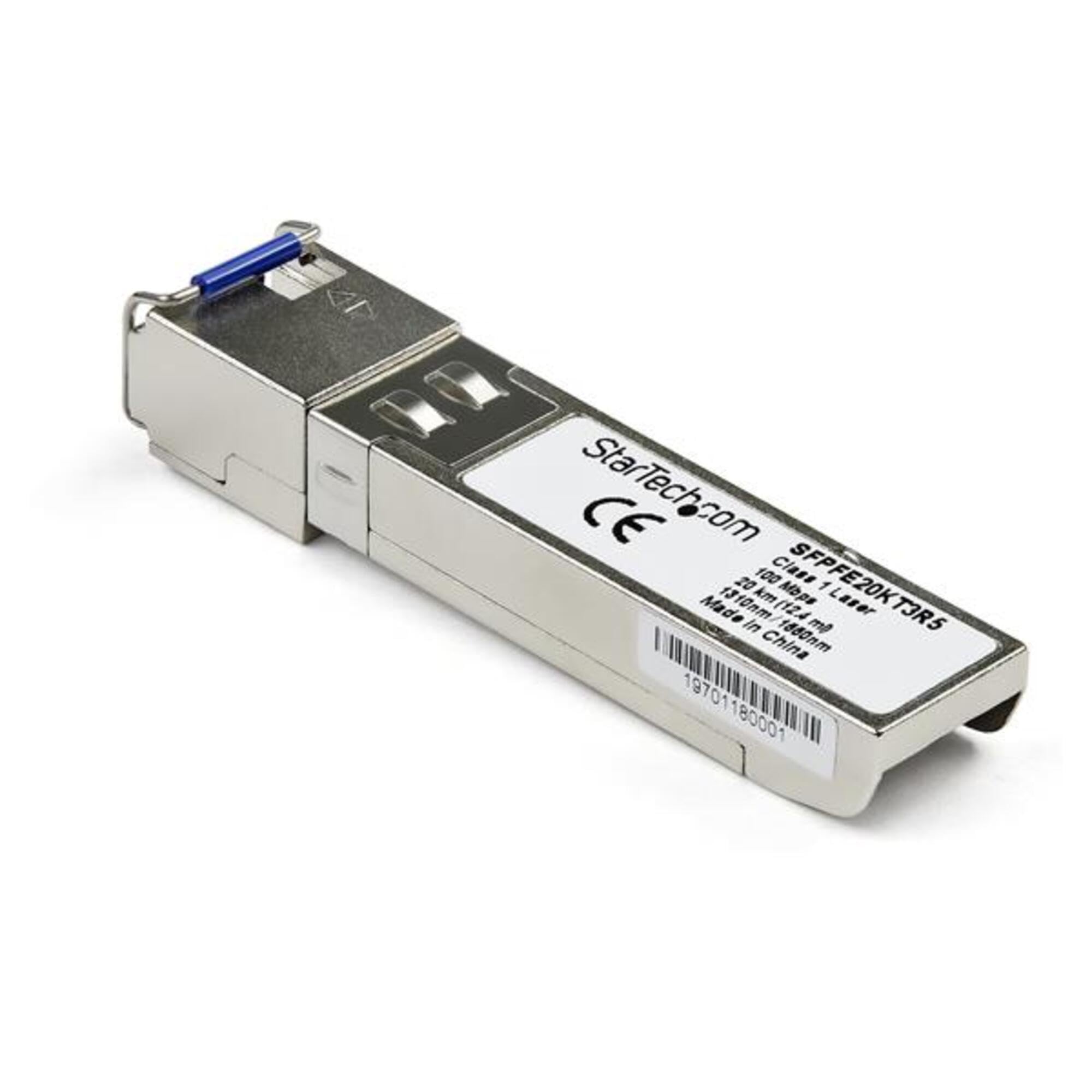 StarTech.com Juniper SFP-FE20KT15R13 Compatible SFP Module - 100BASE-BX-D - 100 Mb Ethernet BiDi Fiber Single Strand SFP - LC 20km (SFPFE20KT5R3)
