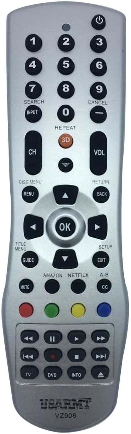 Vinabty New Replaced Universal Remote fit for VIZIO Brand LCD LED TV and Blue ray DVD fit for VR4 VUR10 VR2 VR15 VR10 XRU110 VUR8 VUR9 VUR5 VR17 XRU300 XRU100 XRT510 VUR12 XRT110 URC3440BG1 XRT112
