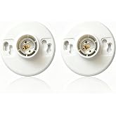 2 Pcs Keyless Plastic Lamp Holder Medium Base, E26 Ceiling Light Sockets, Universal Replacement Socket for Home Use, UL Listed, Compatible with LED and Incandescent Light Bulbs, 660W