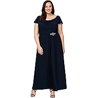 Alex Evenings womens Plus-size Cold Shoulder Popover Special Occasion Dress,  Navy, 14 Plus at Amazon Women's Clothing store