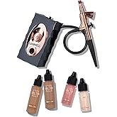 Luminess Air Icon Makeup Airbrush System and 4-Piece Foundation Starter Kit, Deep Coverage - Quick, Easy & Long Lasting Application - Includes Silk 4-In-1 Foundation, Highlighter & Blush