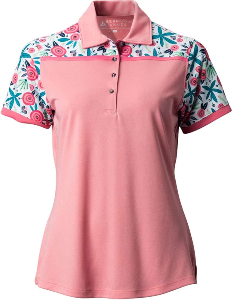 Bermuda Sands Women's Susana Colorblock Golf Polo Pink Xs at Amazon Womenâs Clothing store