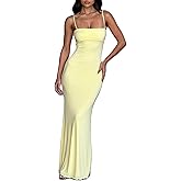 Women Backless Maxi Tank Dress Bodycon Sexy Open Back Hollow Long Dresses Sleeveless Elegant Cocktail Party Dress