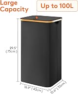 Lifewit 100L Laundry Basket with Lid Bamboo Handles Removable Bag Black view 3