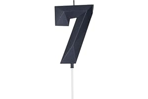 DERVENTA Birthday Candle Big Number 3D Black 3.7 inch Party Celebration Anniversary Decoration Cake Topper 1 Piece (Number 7 