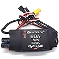 Flycolor 60A ESC 3-6S Electric Speed Controller 5v /6V/7.4V 5A BEC with XT60 & 3.5mm Bullet Plugs for RC Drone Airplane Brushless Motors