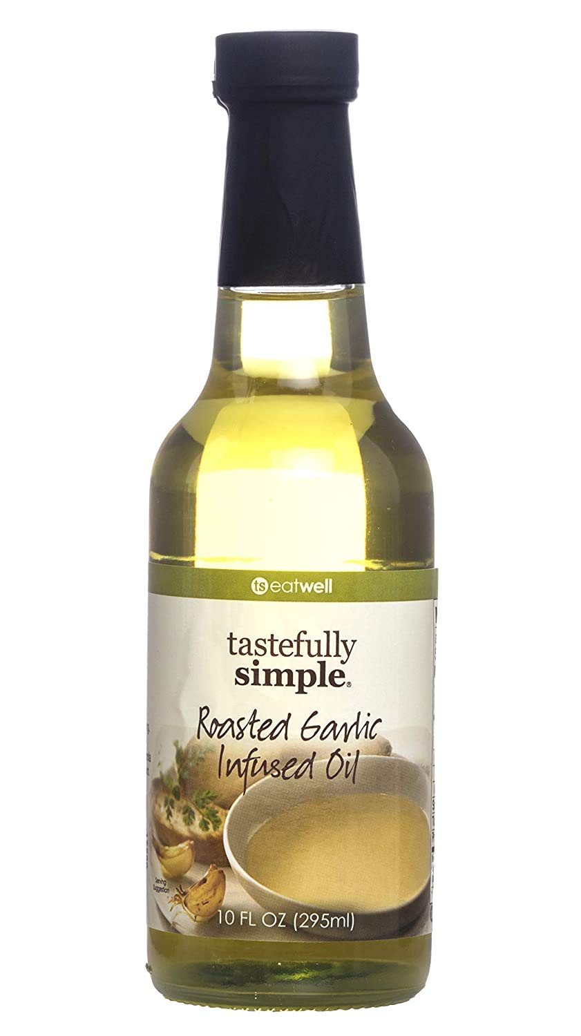 Tastefully Simple Roasted Garlic Infused Oil - Great for Dipping Bread, Saute Shrimp, Chicken, Veggies and Salads - 10 Oz