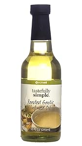 Tastefully Simple Roasted Garlic Infused Oil - Great for Dipping Bread, Saute Shrimp, Chicken, Veggies and Salads - 10 Oz