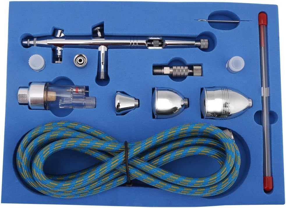 Airbrush Kit G-186K Set Multi Purpose Dual Action Feed Airbrush Kit with 0.2mm 0.3mm 0.5mm Tip for Spray Auto Graphics Art Crafts Painting Tools