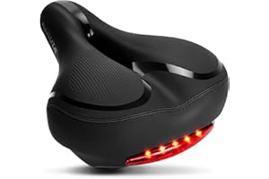 RERUIA Large Comfortable Bike Seat Wide Saddle Shock Absorbing - Oversized Memory Foam Padded Exercise Bicycle Seat Waterproo