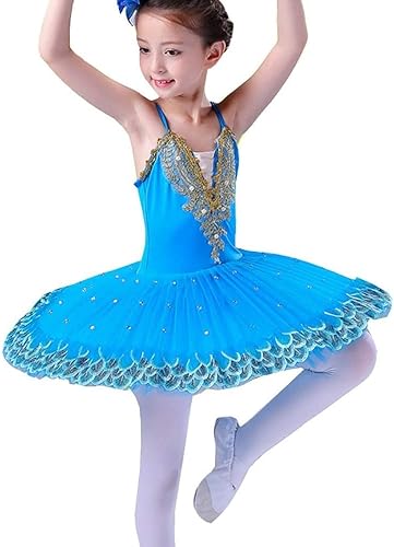 Amazon Gratty 子供 ジュニア ふわふわ 可愛い バレエレオタード キッズ練習用 競技着 バレエ ステージ衣装 連体服 バレエドレス子供 バレエ形体服 バレエウェア 新体操 レオタード キッズ ブルー 140cm 変身アクセサリー ホビー