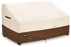 Jin Hrtoyi 2-Seater Outdoor Couch Cover,60Wx38Dx35H Inches Patio Loveseat Cover,100% Waterproof Heavy Duty Patio Sofa Covers,Patio Furniture Covers,Beige&Brown